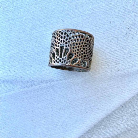 Free people ring patina copper wide band boho vintage jewelry metal cut out gold - Picture 2 of 9